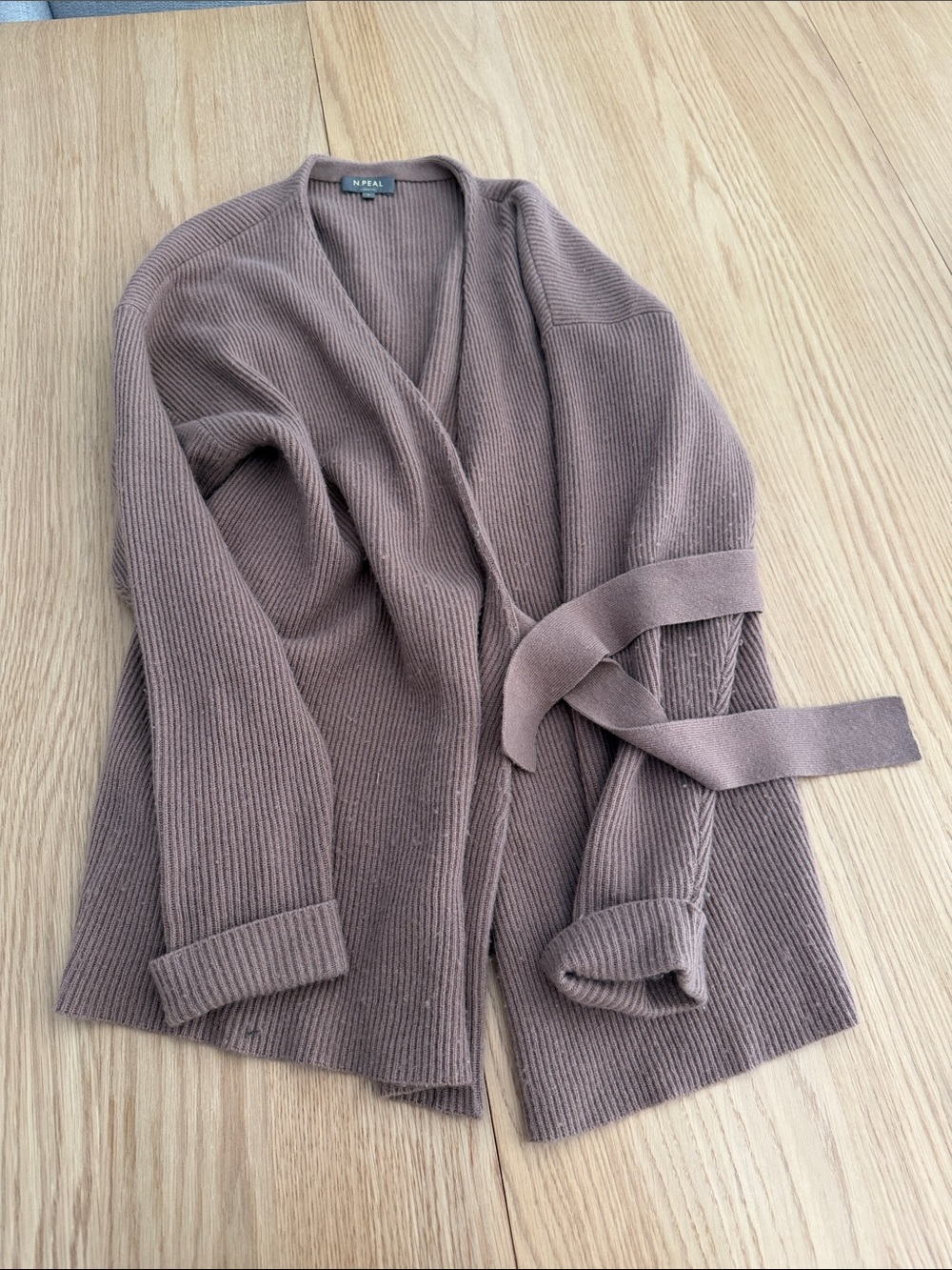 N peal 100% cashmere brown wrap sweater size S